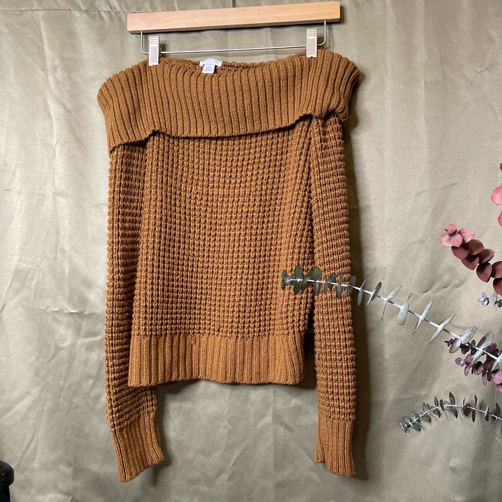 BP camel off the shoulder sweater